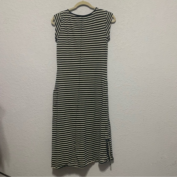 Toad&Co Muse Stripe Cap Sleeve Pocket Adjustable Side Organic Cotton Midi Dress - Picture 7 of 7